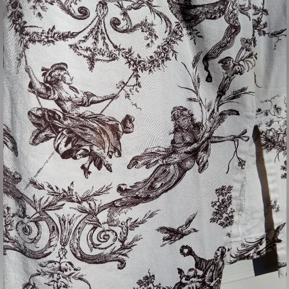 🦊Brown and White Rococo themed Animal Pencil Skirt With Pockets! - Picture 4 of 6